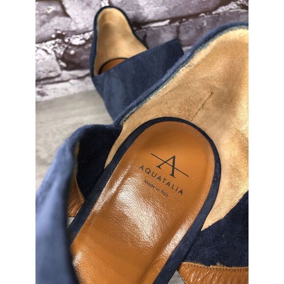 Aquatalia Blue Suede Leather Ankle Strap Heel Sandals Women’s Sz 11M US/42EU - Picture 16 of 16